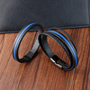 Bracelet stainless steel, blue leather jewelry, genuine leather