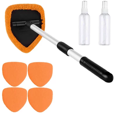 Car cleaning tools Window Cleaning Tool, Telescopic Aluminum - 5-orange-cloth-covers-1-set-of-pentagonal-plastic-parts-2-50ml-spray-bottlespe