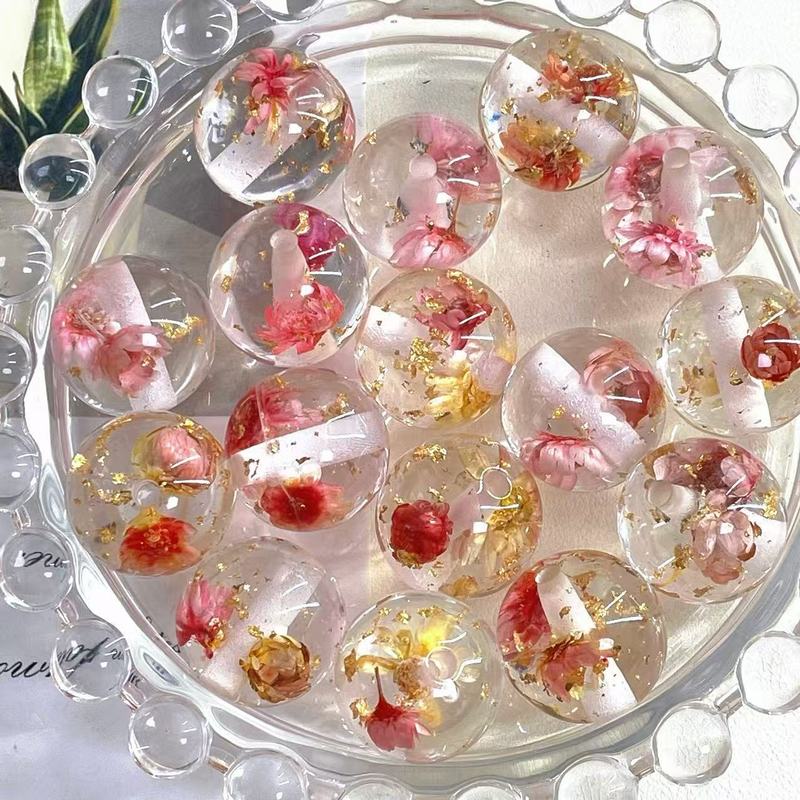 16mm树脂干花金箔圆珠真花散珠diy手工串珠项链手机链饰品配件|undefined
