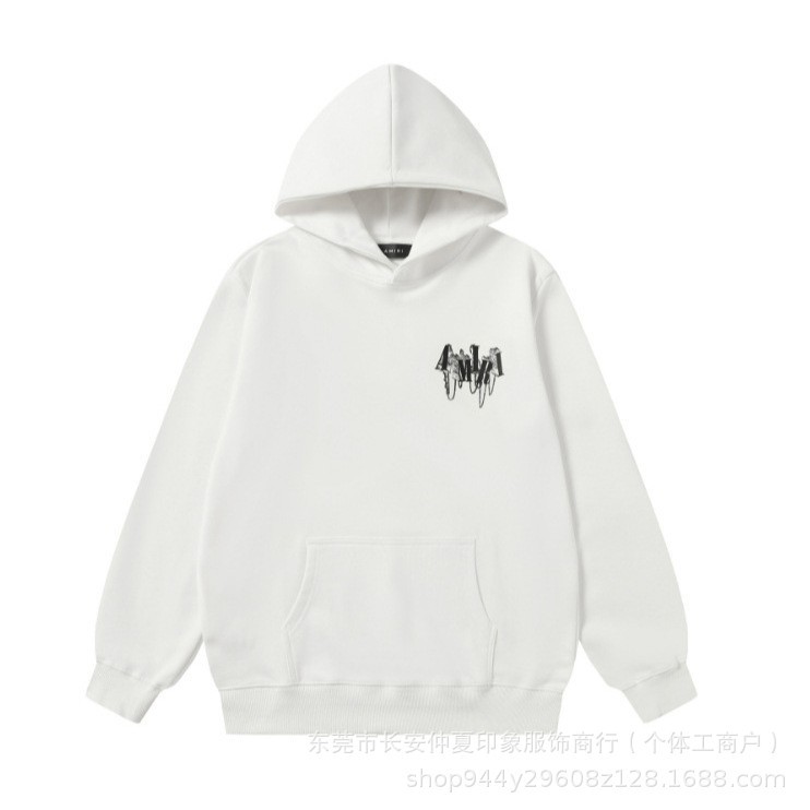 秋冬新款AMIRI 高品质印花连帽休闲宽松男女同款情侣卫衣帽衫现货|undefined