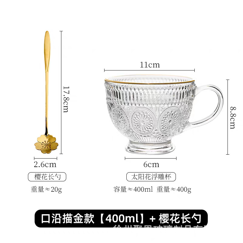 Taza de desayuno ligera y lujosa de alto valor con cuchara para mujer, taza de avena con leche de vidrio de gran capacidad para el hogar, especial para Dendrobium