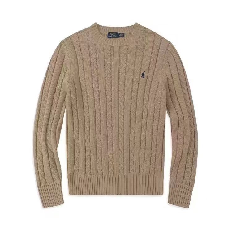 New Long-Sleeved Round-Neck Sweater Ralph Lauren Rl Heavy-Duty Embroidered Pony Warm Cable-Knit Sweater