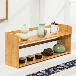 Desktop Solid Wood Storage Shelf Tea Pet Teacup Tea Set Tea Storage Rack Small Bogu Rack Ornaments Display Dreamland