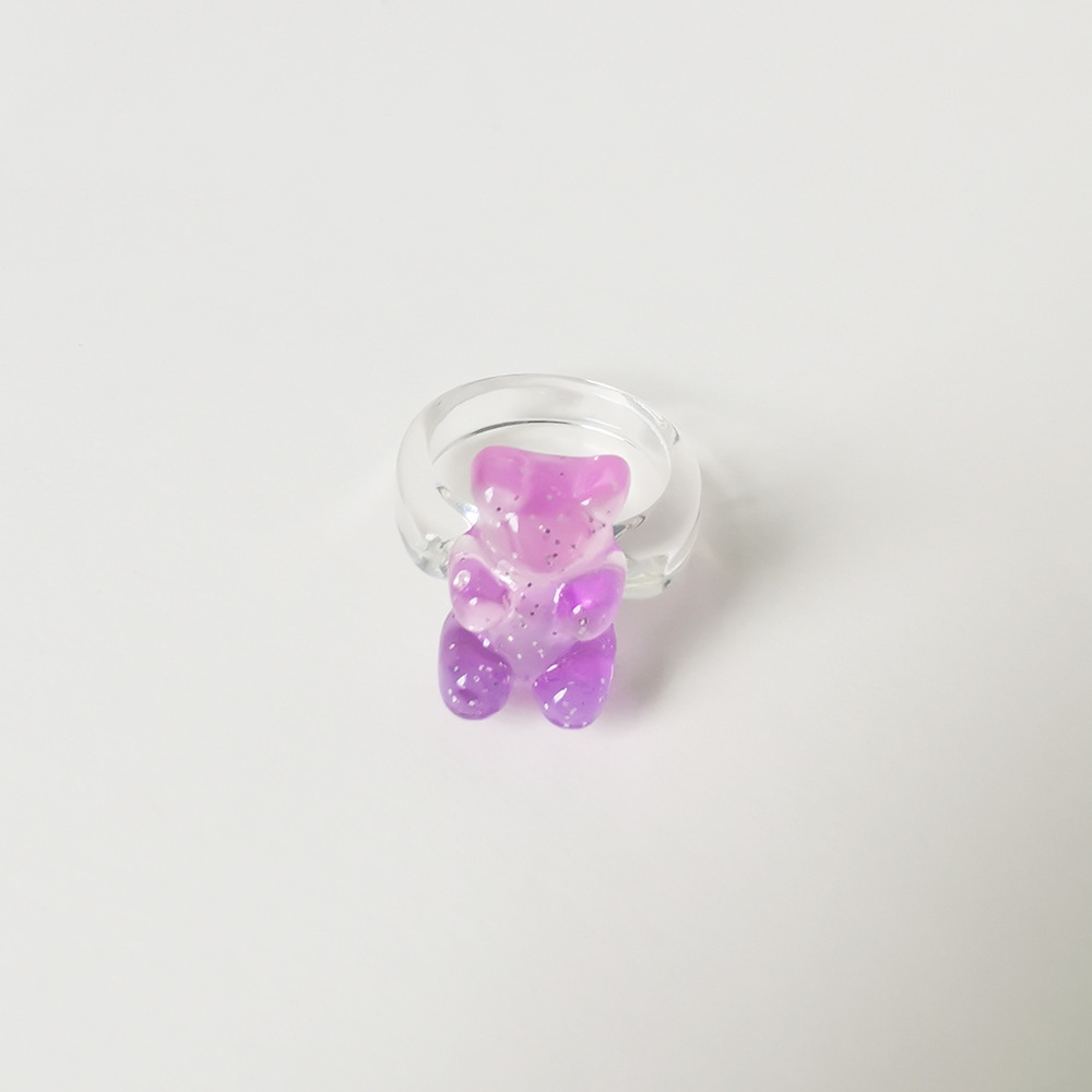 4g Weight Rings Classification 1 Piece Quantity Daily Occasion Acrylic Material Bear Pattern Women's Gender Cute Style Cute Bear Arylic Women's Rings 16