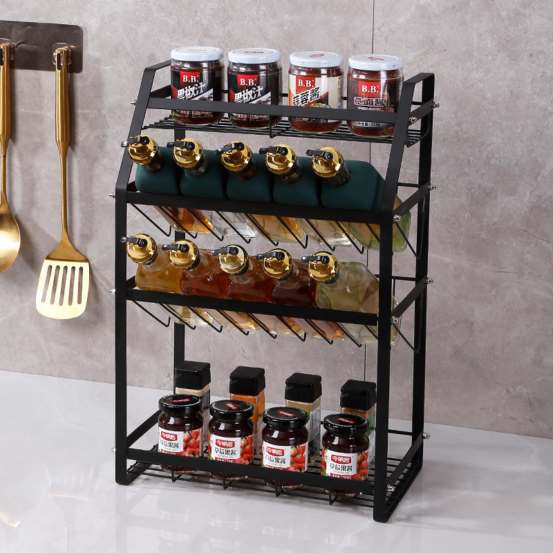 Custom Kitchen Seasoning Storage Rack Countertop Storage Rack Multifunctional Bottle Storage Rack Spice Rack Wall-mounted Seasoning Rack