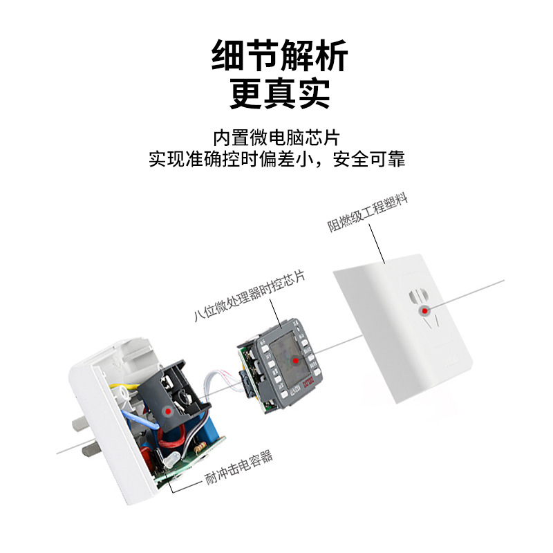 Delexi Time Control Timer Switch KG316TP, 220V Power Home Timer Plug and Socket