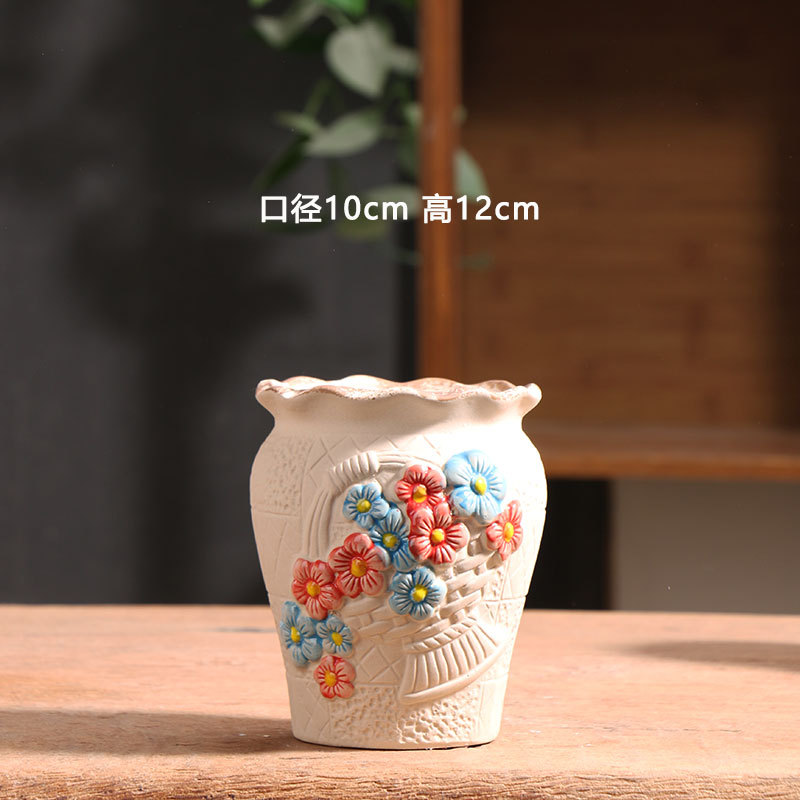 Nuevos productos viejos pila maceta de cerámica de carne especial balcón doméstico cerámica gruesa pequeña maceta de cerámica especial al por mayor