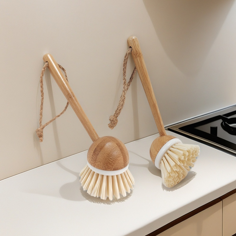 Cepillo para lavar ollas, cepillo para cuencos, cepillo para estufa, artefacto de cocina para el hogar, mango largo, no daña la olla, no mancha la olla, cepillo de limpieza descontaminante