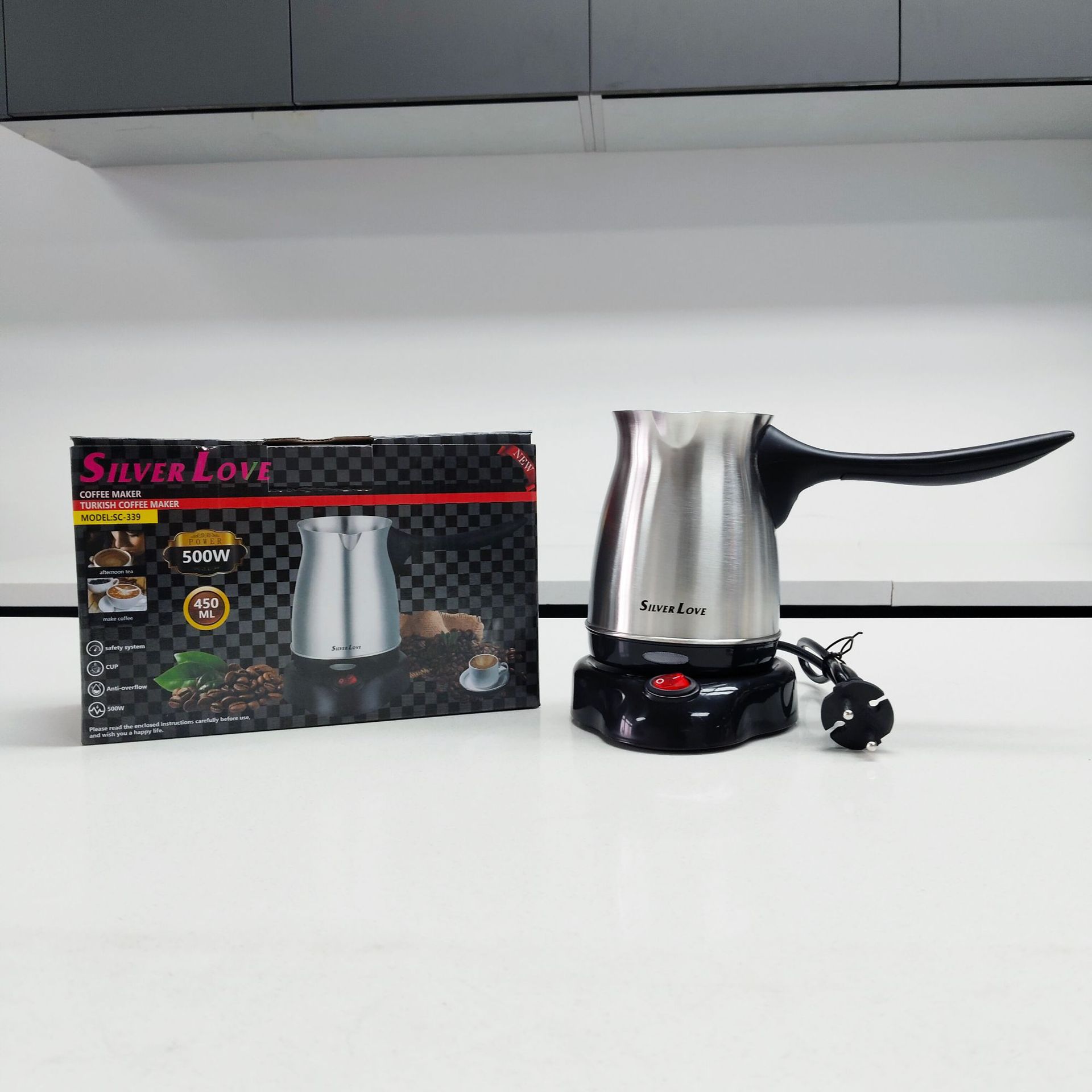 Exportación de acero inoxidable cafetera eléctrica cafetera doméstica turca pequeña cafetera de agua de mano cafetera eléctrica cafetera de hierba rápida cafetera image 3