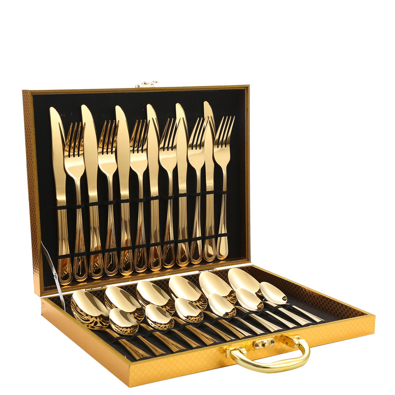 Productos de comercio electrónico transfronterizos cubiertos de acero inoxidable 24 piezas de cuchillo de filete de cuchara de cuchillo de cuchara de cuchillo de cuchillo