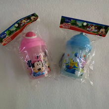 韓國進口米老鼠唐老鴨吸管水壺，兒童吸管水杯，塑料水杯
