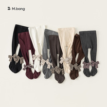 宥宝童装秋款新品儿童袜子女孩子打底裤碎花长袜蝴蝶结女童连裤袜