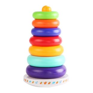 Young Children's Ring Stacking Rainbow Tower Music Tumbler Layered Colorful Ring Toy Street Stall Wholesale