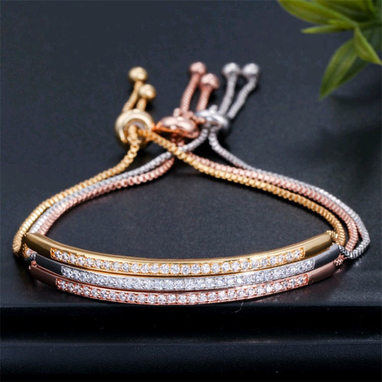 Fashion Geometric Alloy Copper Inlay Artificial Gemstones Women's Bracelets display picture 2