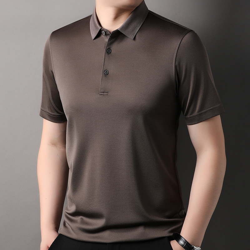 Áo polo nam tay ngắn lụa tơ tằm cổ bẻ phong cách thời trang mùa hè — Cà phê 85088