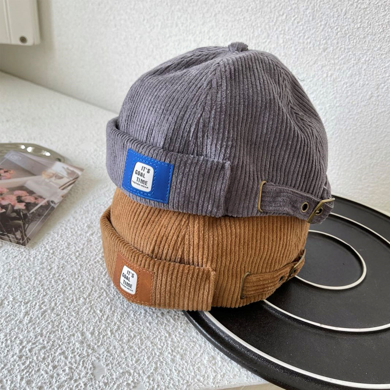 Men's Trendy Early Autumn Vintage Corduroy Floor Hat Korean Style All-match Melon Hat Women's Japanese Style Artistic Hip-hop Hat
