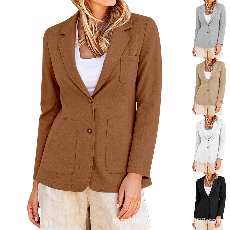 Commuting Casual Style Blended Short Slim-Fit Versatile Classic Notch Lapel Fashion Blazer for Women Commuting Casual Style Blended Short Slim-Fit Versatile Classic Notch Lapel Fashion Blazer for Women