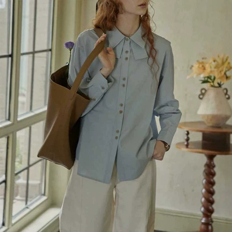 Qianpaiya 26/S "Layered Space" high-density cool-feel 50% cotton French retro design shirt