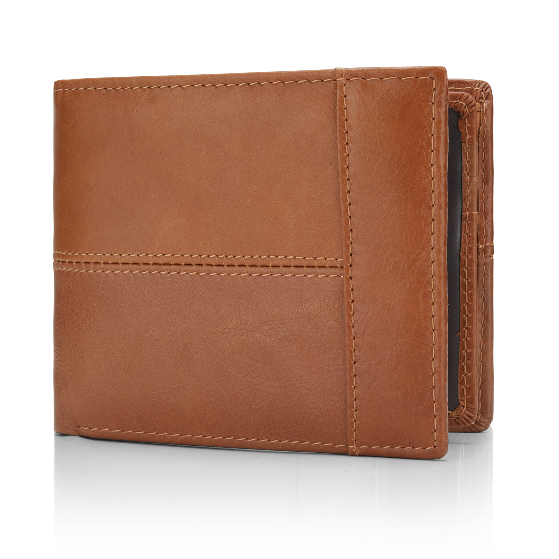 Cartera de ocio de negocios de Europa y los Estados Unidos, cartera de cuero real de tres plegados, cartera de cuero RFID antirrobo, cartera de cuero de vaca para hombres