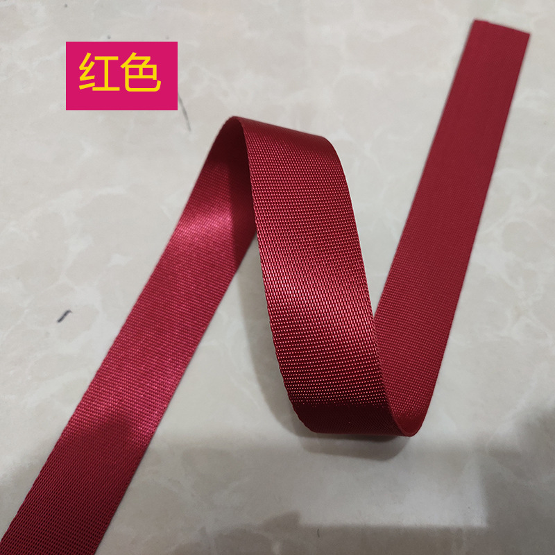 Correa de poliéster engrosada de 2-5 cm de ancho, de imitación de nylon negro, de tejido denso y liso, colorida, para bolsos, al por mayor, en stock.