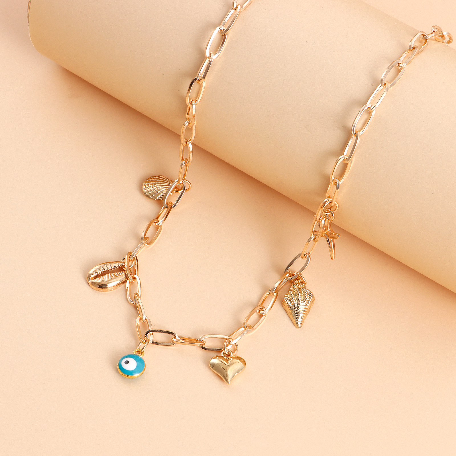 18g Weight Alloy Pendant Material Necklace Classification Alloy Chain Material 1 Piece Quantity Daily Occasion Alloy Material Devil's Eye, Starfish, Heart Shape Pattern Women's Gender Marine Style Style Marine Style Devil's Eye Starfish Heart Shape Alloy Wholesale Necklace 7