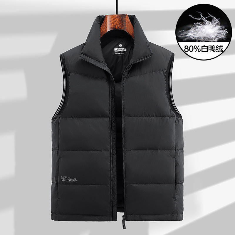 L-8XL Men's Down Vest, Autumn and Winter Stand-up Collar, Versatile Plus Size White Duck Down Vest Jacket, Old Money Style