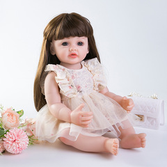 跨境重生娃娃衣洋氣提花飛袖公主裙18-22寸仿真嬰兒衣服連衣裙潮