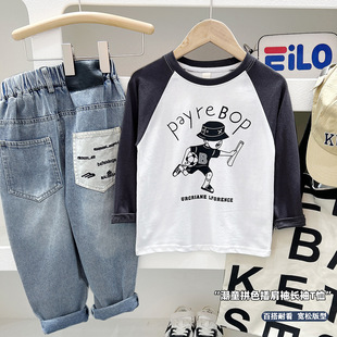 Boys' Long-Sleeve T-Shirt Autumn New 2025 Stylish Children's Sweatshirt Baby Spring and Autumn Fashionable Base Shirt Trendy T-Shirt
