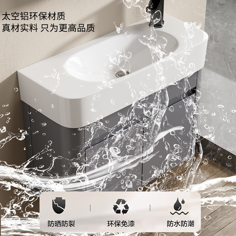 Cuenca de esquina redondeada tipo pared gabinete de baño cerámica todo en una bañera gabinete de lavabo de baño transfronterizo lavabo