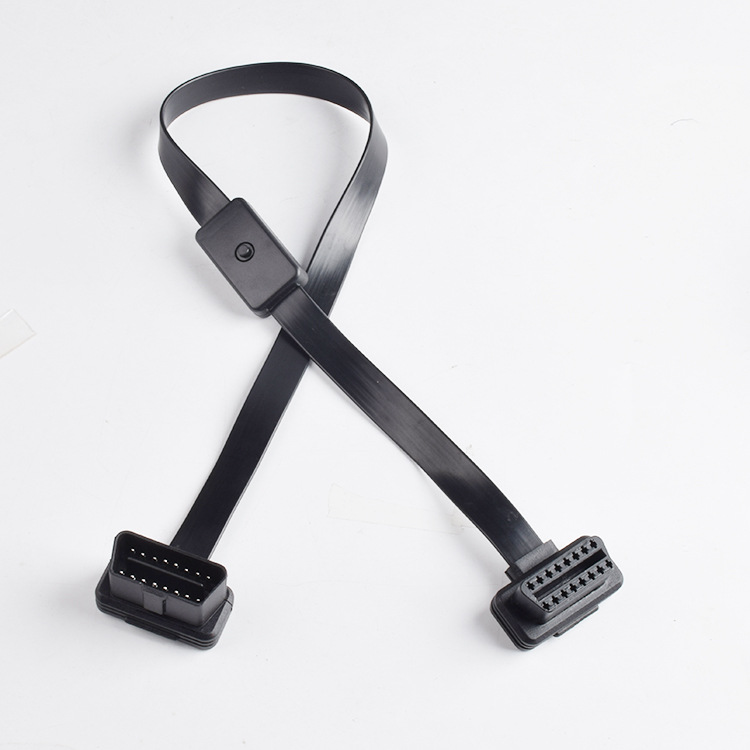 新品 OBD2公对母延长线带开关  obd2扁线 16针16芯全部通电