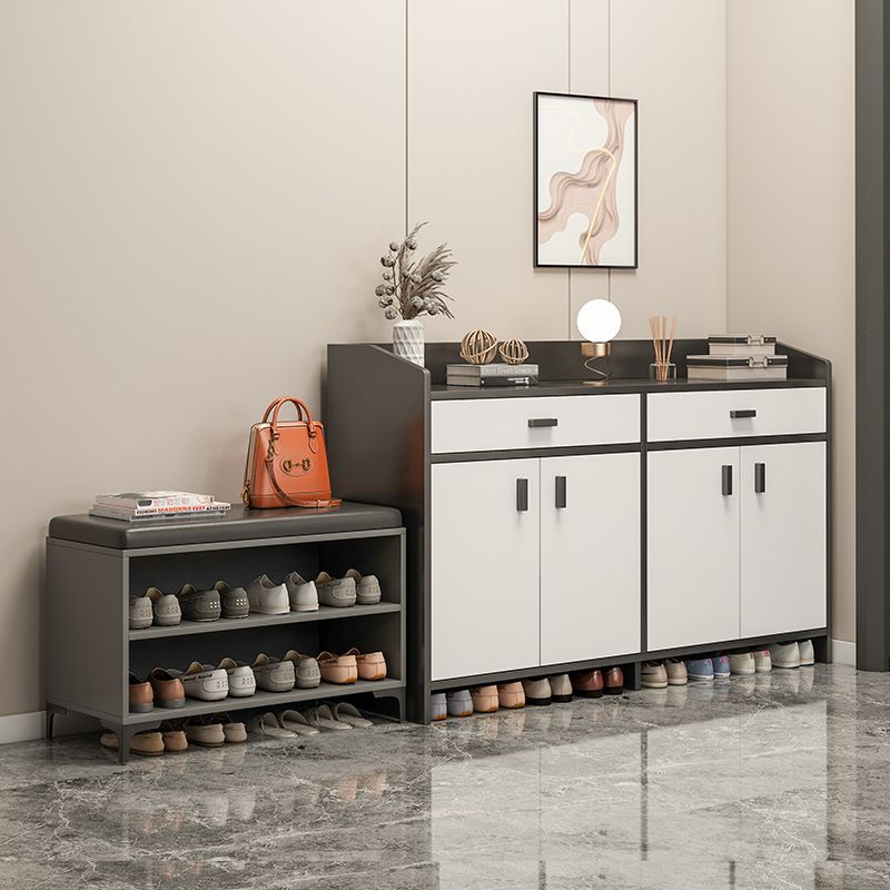 鞋柜家用门口多功能收纳储物玄关柜穿衣镜子换鞋凳一体新中式鞋柜