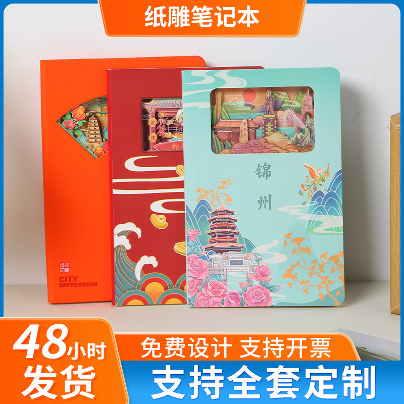 城市打卡盖章本集章本定制创意纸雕笔记本镂空文创手账本旅游纪念|undefined