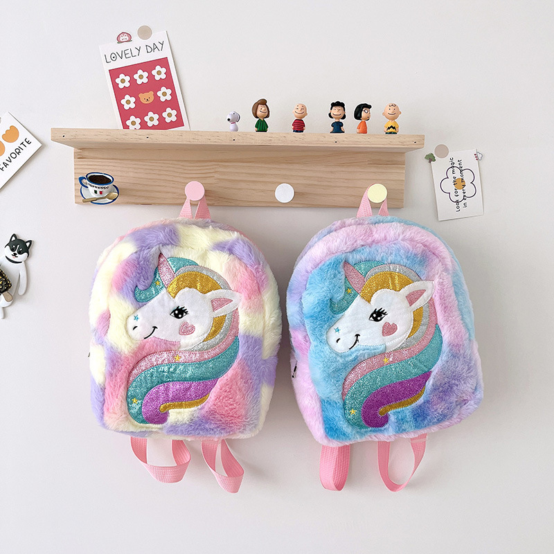 Nuevo bordado unicornio caricatura mochila de peluche mochila de gran capacidad para niñas mochila guardería lindas mochila
