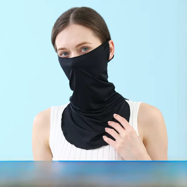 Summer outdoor riding sun protection UV protection mask women's neck protection sun protection ice silk scarf cold feeling ear hanging scarf