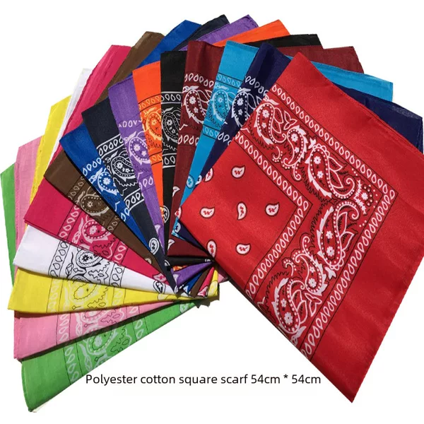 Polyester cotton amoeba cashew flower Square 54cm outdoor sports bag turban hip-hop street dance square factory supply