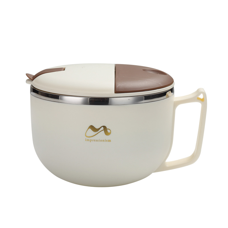 304 de acero inoxidable estilo japonés drenando tazón de fideos instantáneos dormitorio de estudiantes taza de fideos instantáneos lonchera de gran capacidad con tapa lonchera