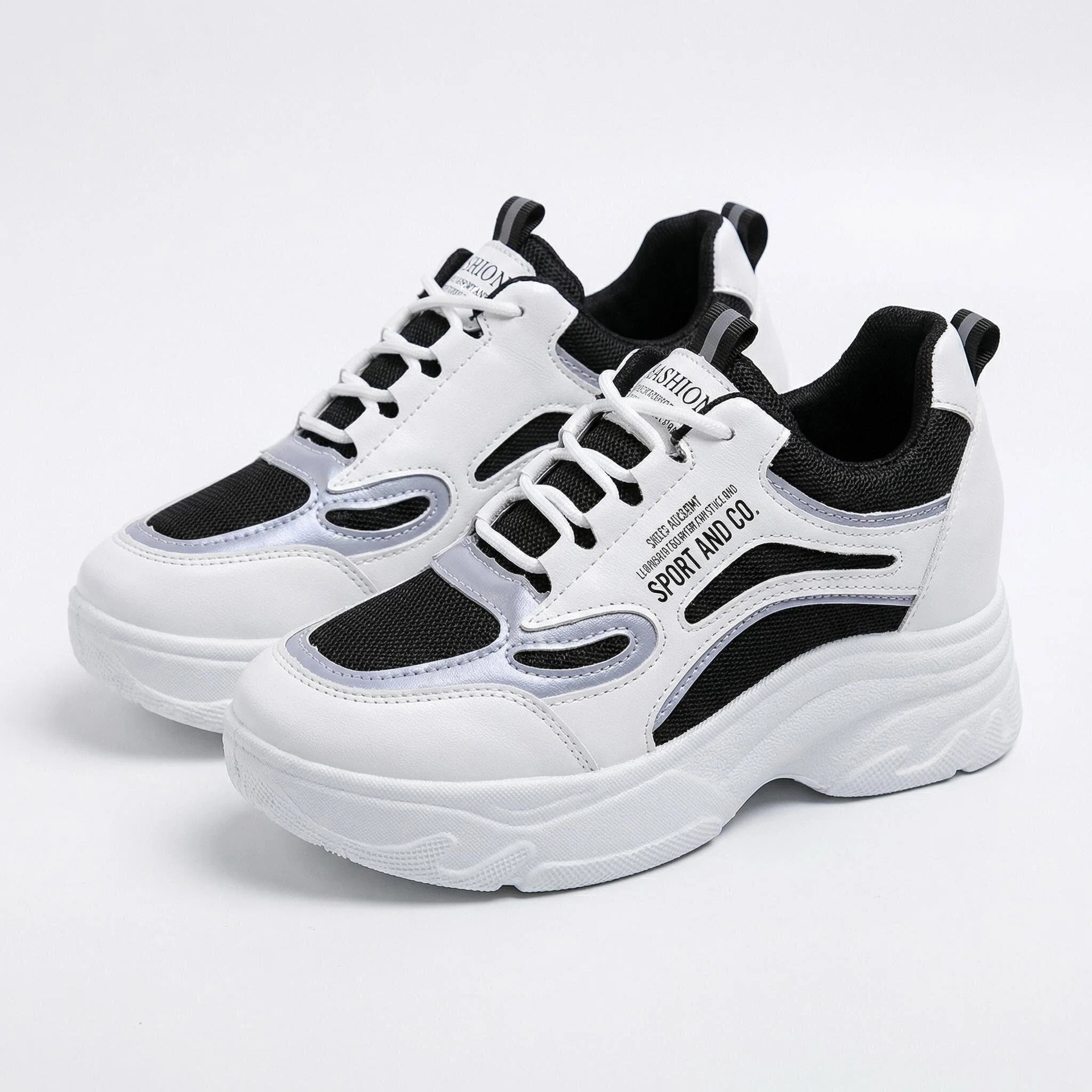 Zapatos de mujer de comercio exterior zapatos de moda de papá zapatos de moda de primavera y otoño nuevos zapatos deportivos transpirables y casuales de altura de red
