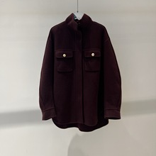 2025冬季新款女装时尚宽松显瘦立领羊毛大衣毛呢外套女 234148