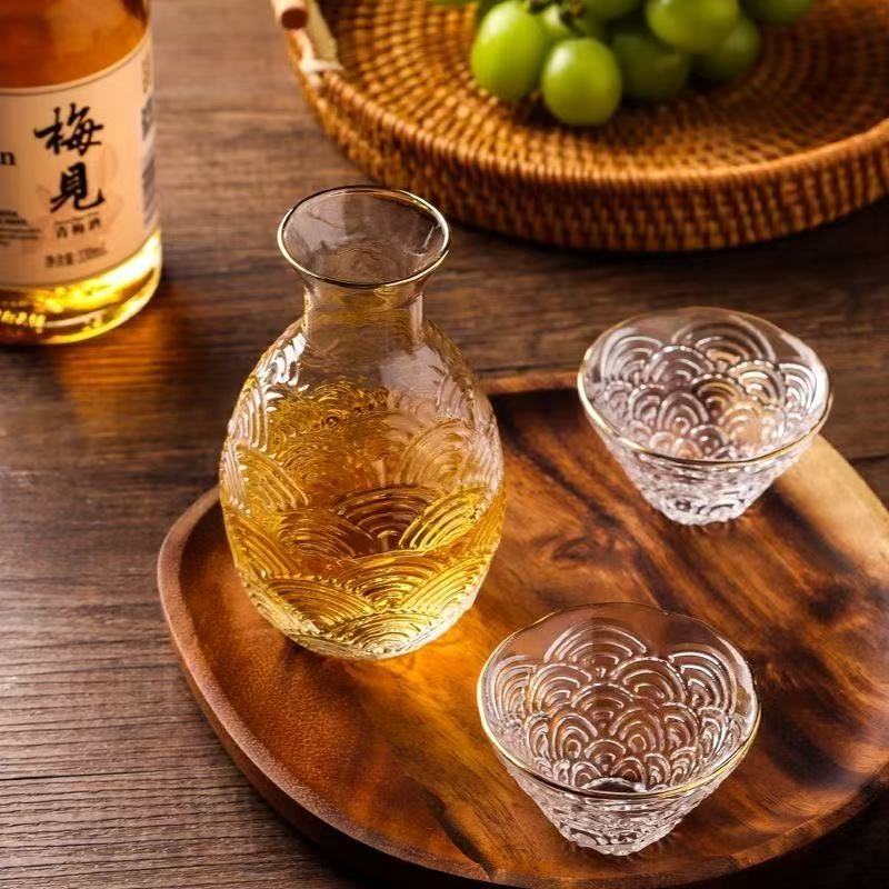 中国风白酒杯米酒玻璃黄酒温酒器烫酒壶白酒杯家用古风小酒杯套装