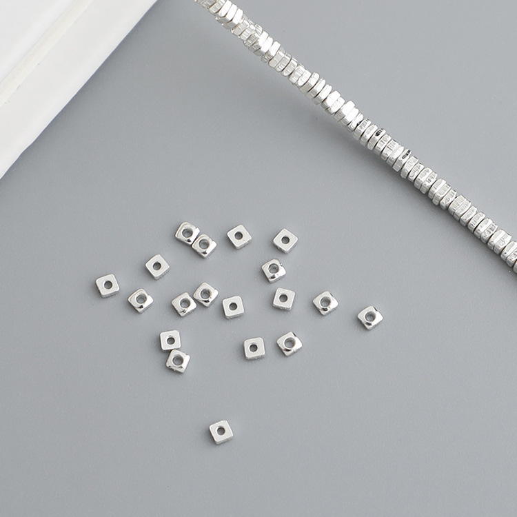 S925 sterling silver small broken silver beads DIY handmade beaded bracelet necklace small square spacer loose beads accessories material S925 sterling silver small broken silver beads DIY handmade beaded bracelet necklace small square spacer loose beads accessories material