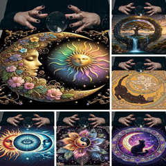 タロットテーブルクロスTarot Tablecloth布マット月太陽タロット生命木ベルベットテーブルクロスマット