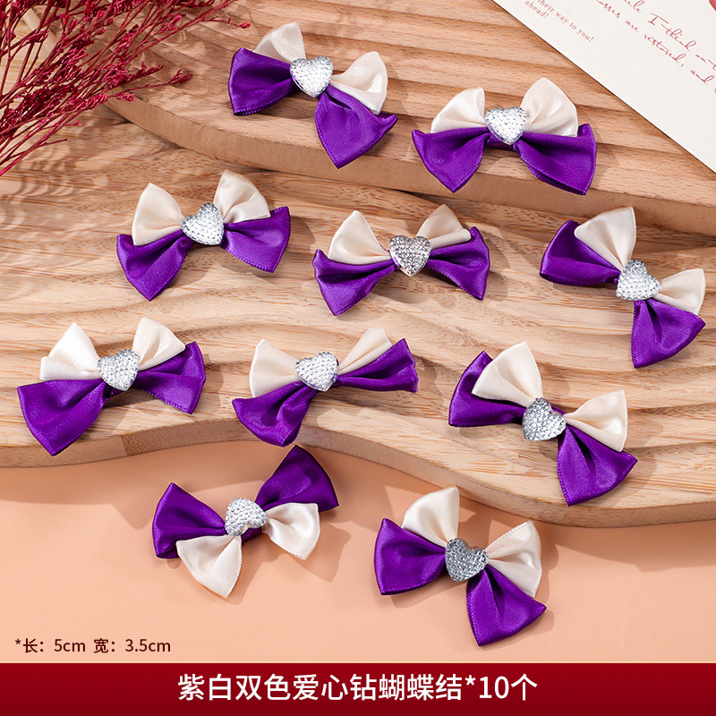 Arco de perlas hecha a mano doble cinta arco amor DIY material ropa pinzas de pelo accesorios accesorios al por mayor