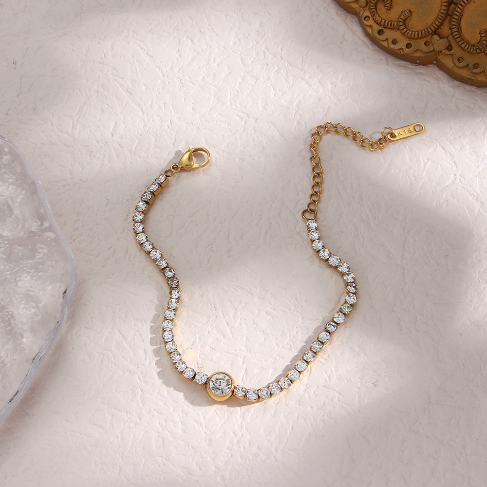 Fashion Geometric Stainless Steel Bracelets Inlay Zircon Stainless Steel Bracelets