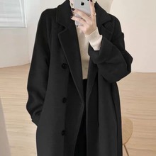 2025年秋冬季新款经典双排扣毛呢外套女中长款时尚呢子大衣女潮流