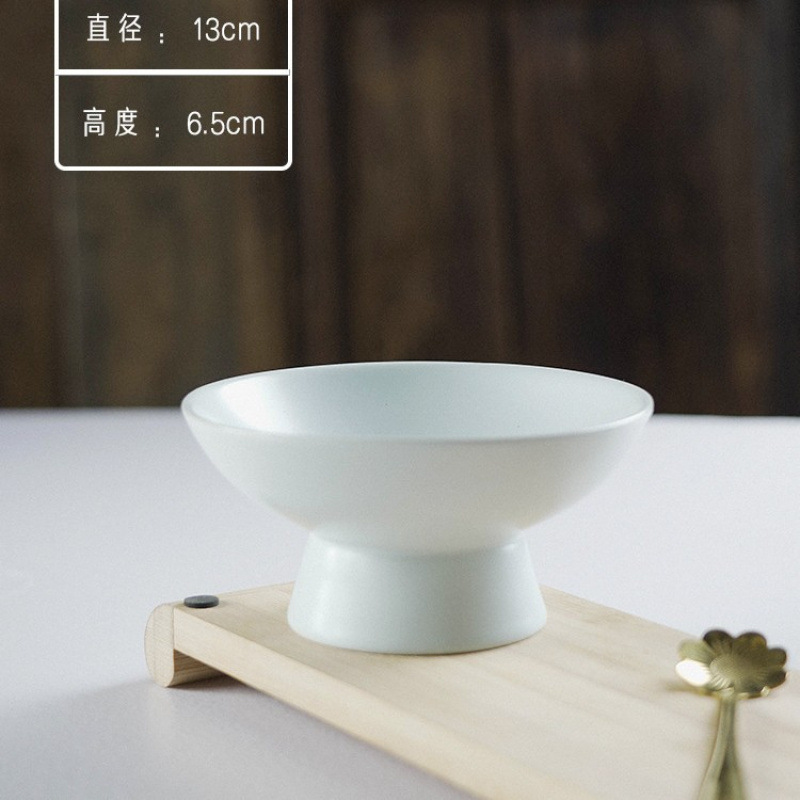 創意陶磁器食器高足果物皿中国式レストランレトロ青色高足お菓子皿|undefined