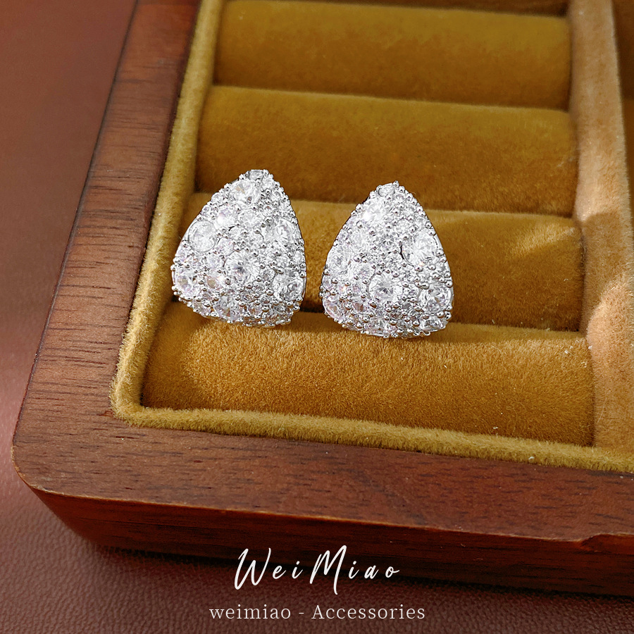 Agujas de plata de piedra de silicio gota de agua estilo simple y fría personalidad temperamento pendientes ligero de lujo alta sensación de pendientes image 4