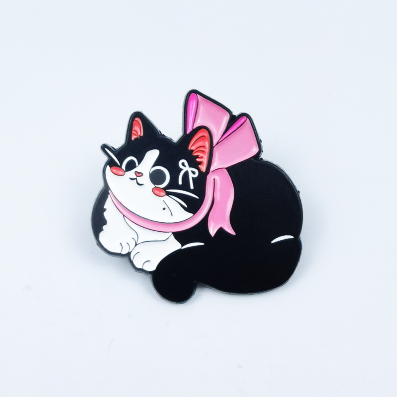 可爱黑猫金属卡通胸针创意蝴蝶结猫咪造型配饰徽章服饰领针批发|undefined