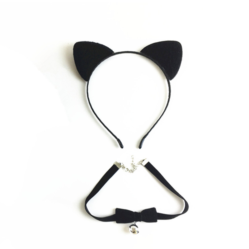Cross-Border Cat Ear Headband Maid Collar Holiday Party Performance Props Animal Tail Cat Dress up Hair Accessories
