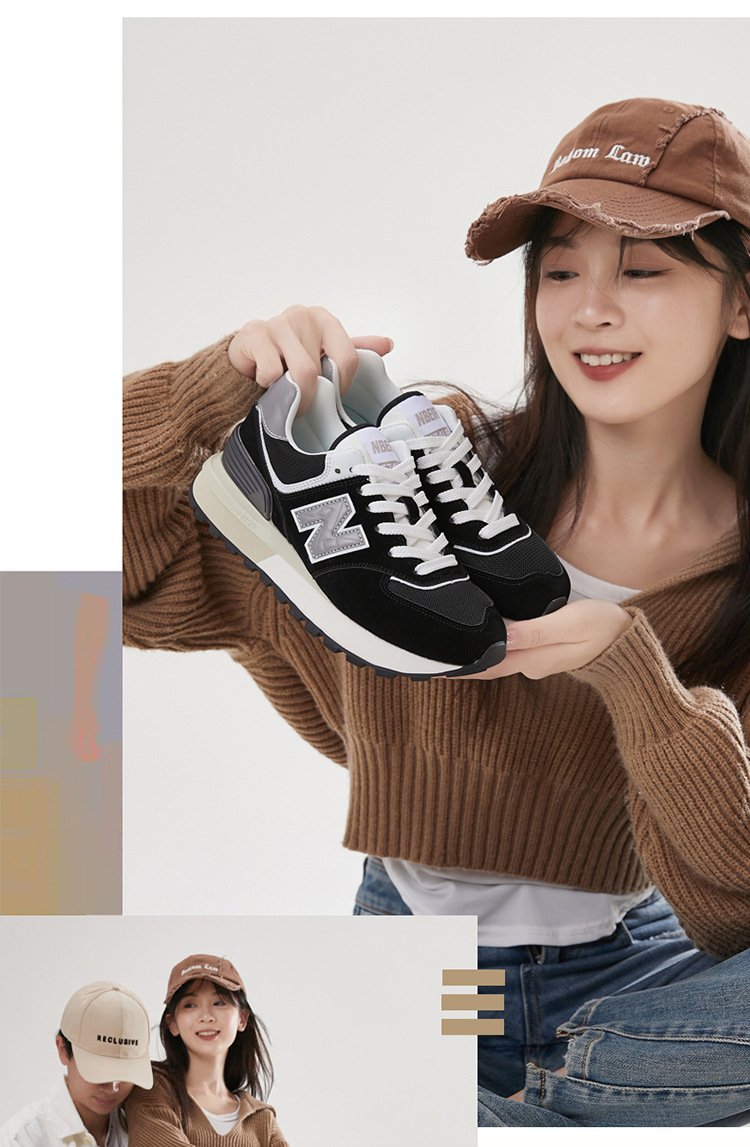 Giày thể thao unisex cổ điển tăng chiều cao đế dày phong cách Balance 574 — màu xanh đậm chi tiết 13