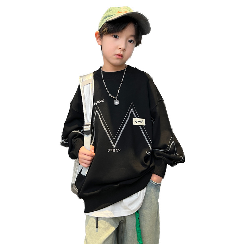 Felpa con cappuccio per ragazzi Huzhou Zhili Primavera 2024 Nuova collezione Abbigliamento Explosive Street Rascal Handsome Top Medio e Grande_voghion.com
